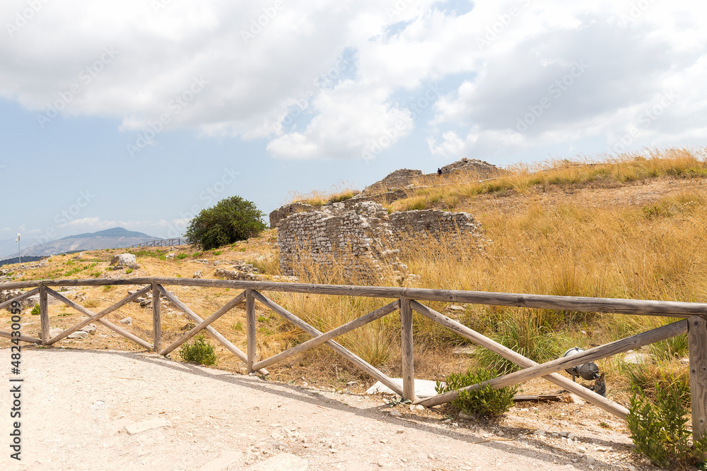 Panoramic SIghts of The Acropoli at Segesta Archaeological Park in Trapani, Sicily, Italy.