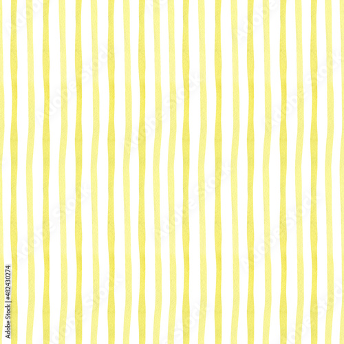 Seamless abstract vertical stripes pattern. Watercolor yellow background for textile, wallpaper, wrapping paper, kitchen decor, kids cloth
