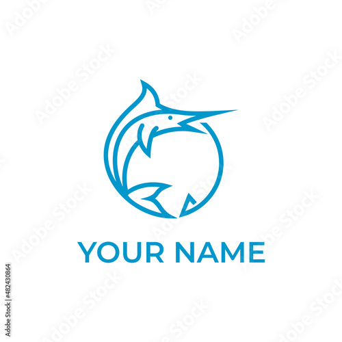 Marlin Fish Logosword Fishing logo design
