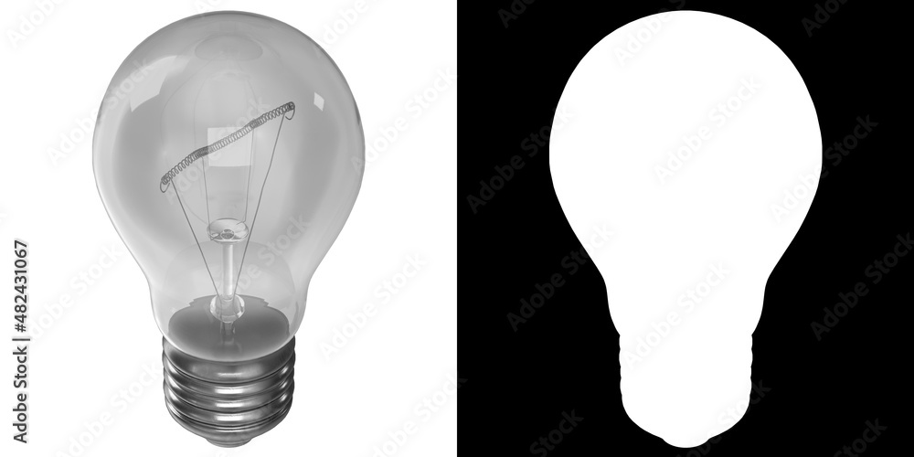 3D rendering illustration of a light bulb lamp 3D rendering illustration of a light bulb lamp