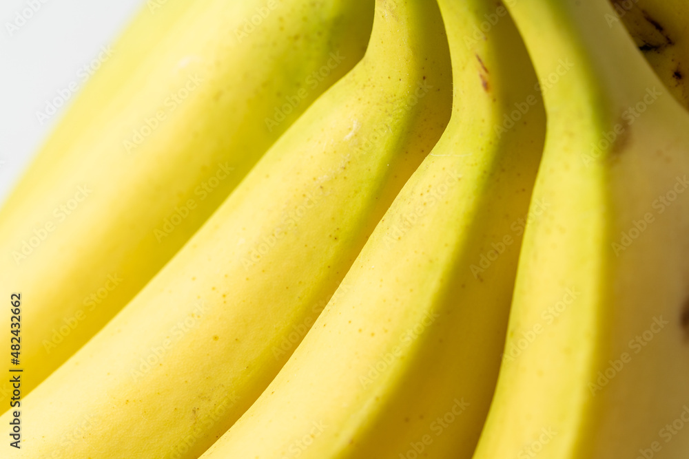 Fresh bananas on a pure white background