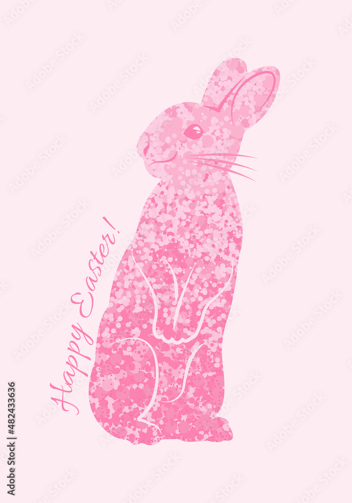 Easter greeting card with pink rabbit silhouette Easter greeting card with pink rabbit silhouette