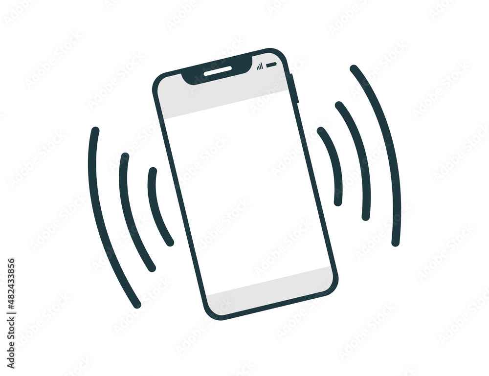 Vecteur Stock icône ou pictogramme représentant un téléphone portable,  smartphone qui vibre car il reçoit un appel