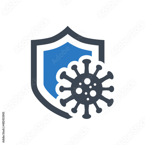 Coronavirus Protection related vector glyph icon. Shield protects against coronavirus. Coronavirus Protection sign. Isolated on white background. Editable vector illustration