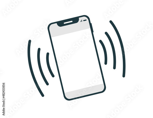 icône ou pictogramme représentant un téléphone portable, smartphone qui vibre car il reçoit un appel