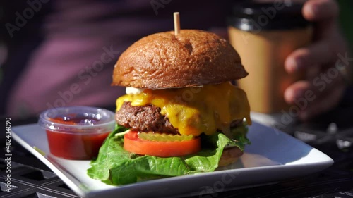 Delicious burger on the plate