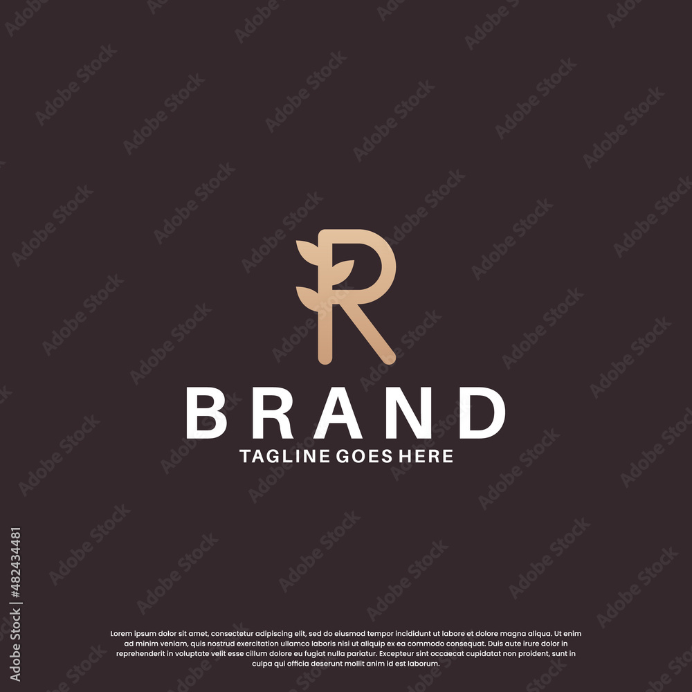 beauty letter R logo design combine with leaf beauty letter R logo design combine with leaf