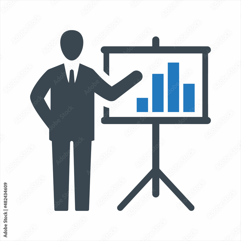 Presentation business report icon. Vector and glyph Presentation business report icon. Vector and glyph