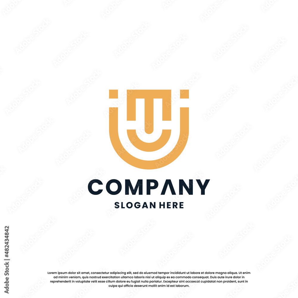 creative letter M monogram logo design combination with shield