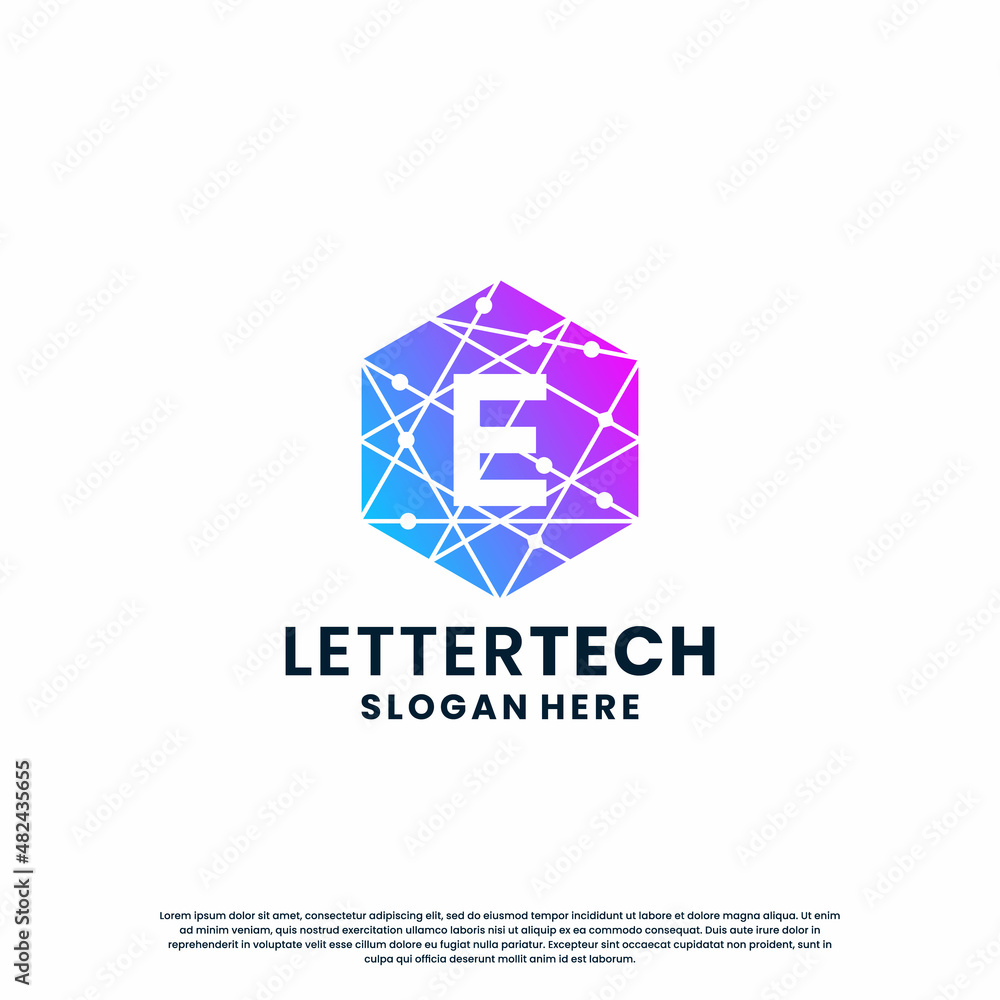 modern letter E logo design with gradient color for technology and science business company. modern letter E logo design with gradient color for technology and science business company.