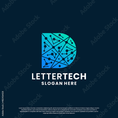 letter D logo design for technology, science and lab business company identity