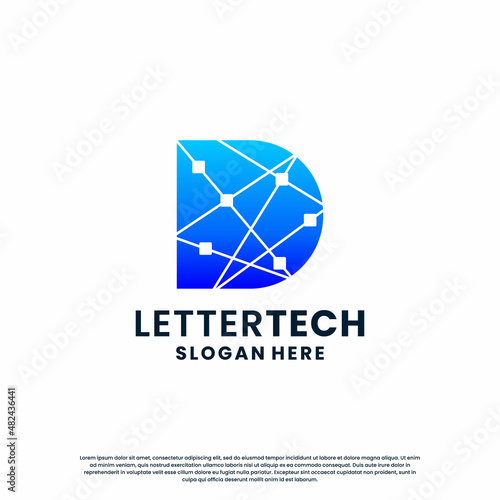 letter D logo design for technology, science and lab business company identity