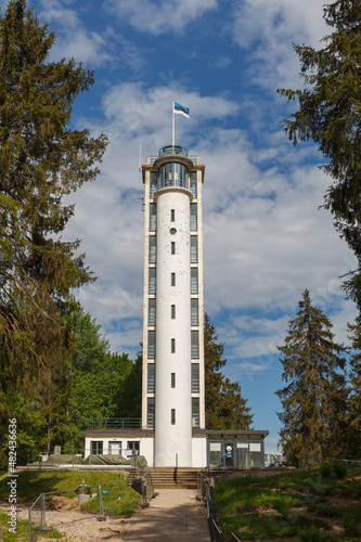 Observation tower on Munamagi hill. One of Haanjas tourist destination in the Suur-Munamagi. It is the highest peak in Estonia reaching 318 metres above sea level.