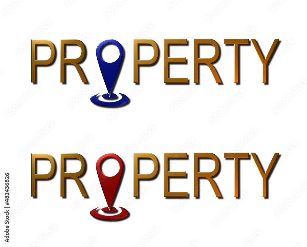 A set of 2 - 3D rendered illustrations of the word A set of 2 - 3D rendered illustrations of the word
