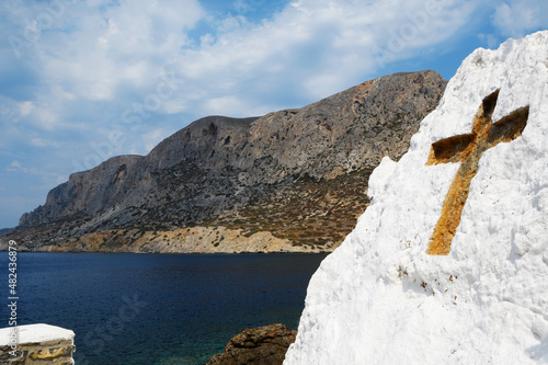 view of Rachi Mountain on Telendos island (Dedecanese islands, Greece) photo