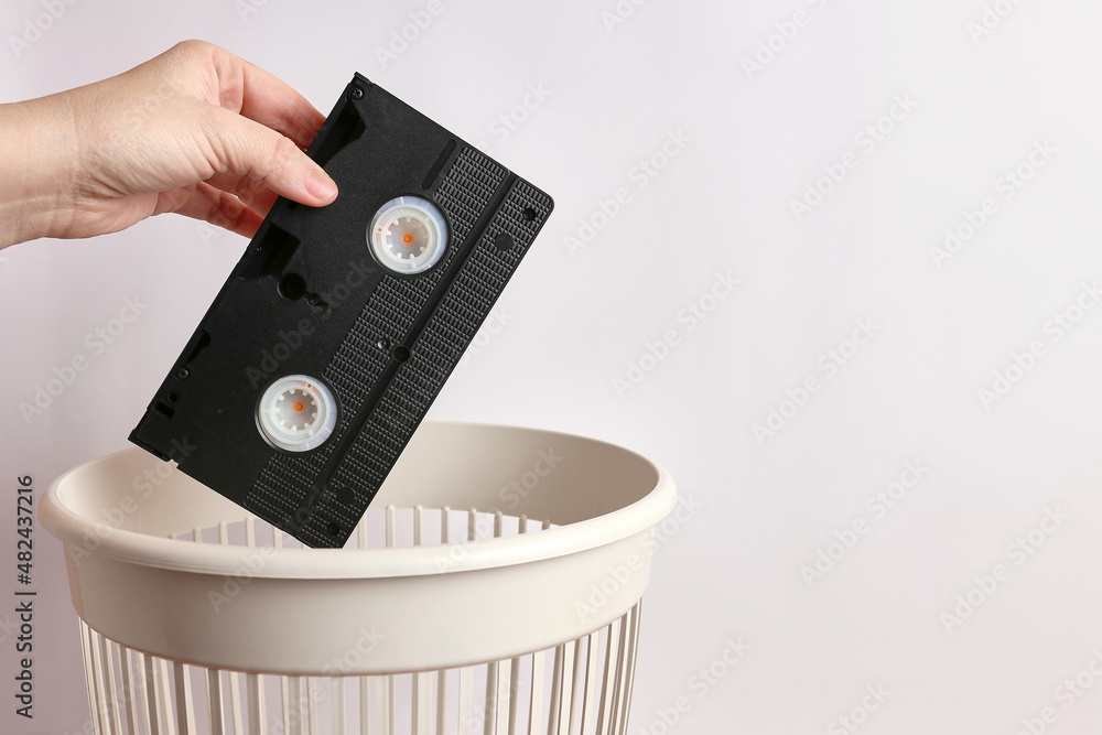 The VHS cartridge is disposed of in a landfill for disposal and