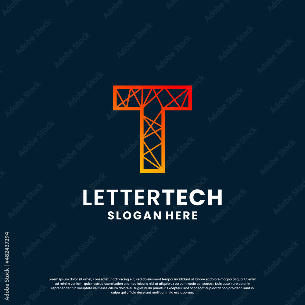 Obraz premium creative letter T tech, science, lab, data computing logo design for your business identity