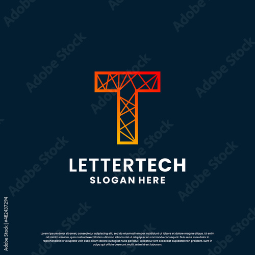 creative letter T tech, science, lab, data computing logo design for your business identity