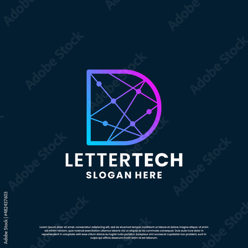 creative letter D tech, science, lab, data computing logo design for your business identity