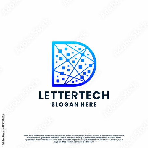 creative letter D tech, science, lab, data computing logo design for your business identity