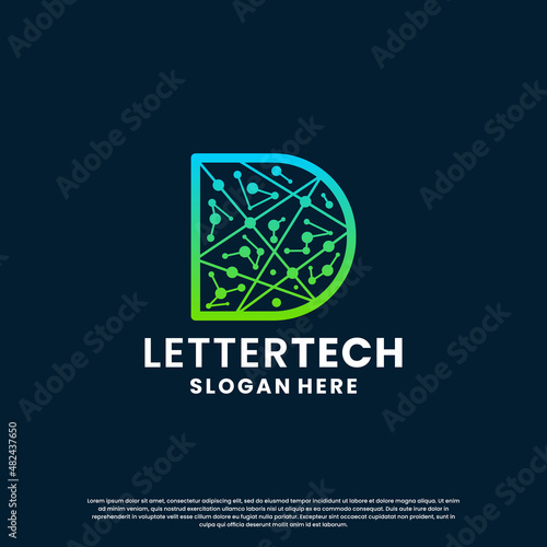 creative letter D tech, science, lab, data computing logo design for your business identity