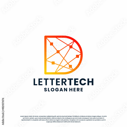 creative letter D tech, science, lab, data computing logo design for your business identity