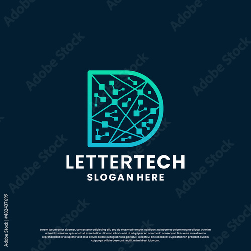 creative letter D tech, science, lab, data computing logo design for your business identity