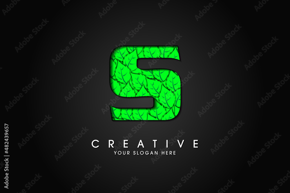 S initial letter logo with leaves. Ecological font. Green Leaves font. Vector illustration. S initial letter logo with leaves. Ecological font. Green Leaves font. Vector illustration.