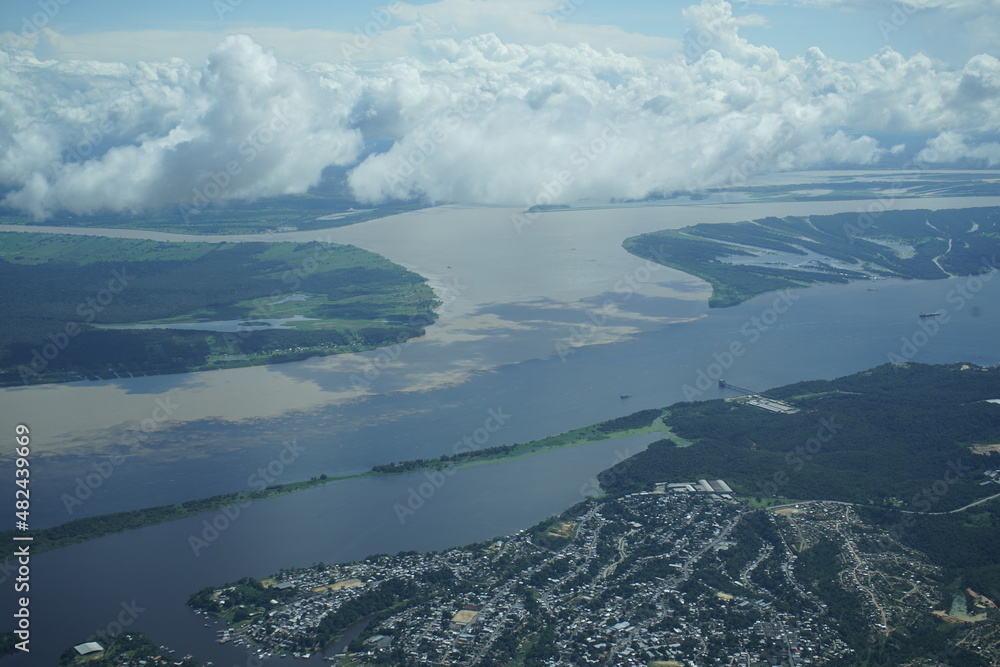 The Meeting of Waters (Portuguese: Encontro das Águas) is the confluence between the Rio Negro, a river with dark (almost black coloured) water, and the sandy-coloured Amazon River or Rio Solimões. 