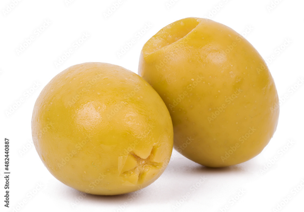 pickled olives isolated on white background close up pickled olives isolated on white background close up