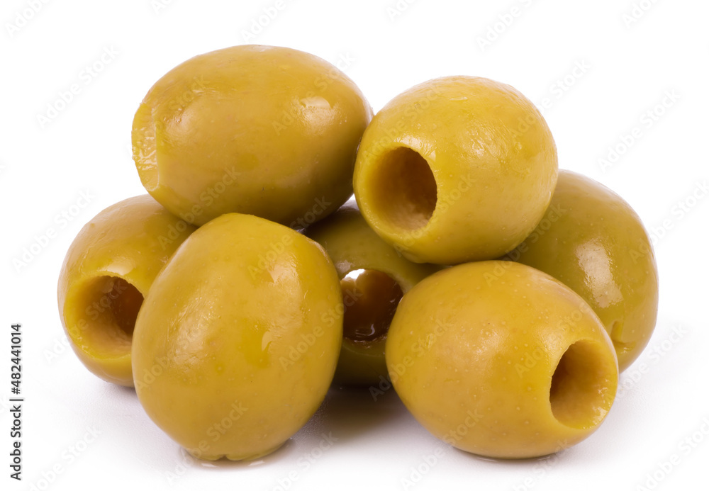 pickled olives isolated on white background close up pickled olives isolated on white background close up