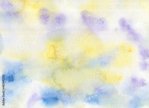 Abstract Horizontal Watercolor Blue-Purple Watercolor Grunge Background, Soft Textured Art Banner