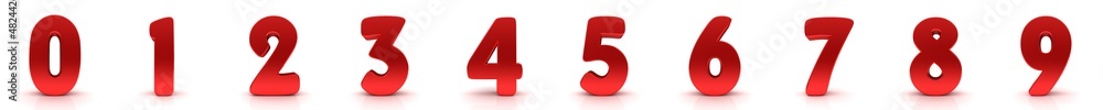 Numbers red 3d 0 1 2 3 4 5 6 7 8 9 countdown digit numerals set isolated on white background in high resolution Numbers red 3d 0 1 2 3 4 5 6 7 8 9 countdown digit numerals set isolated on white background in high resolution