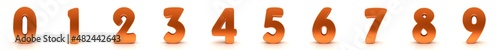 Obraz na płótnie Orange numbers 0 1 2 3 4 5 6 7 8 9 3d numerals