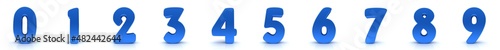 3d Numbers blue 0 1 2 3 4 5 6 7 8 9 numeral signs