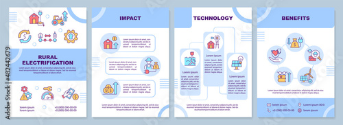 Countryside electrification brochure template. Booklet print design with linear icons. Vector layouts for presentation, annual reports, ads. Arial-Black, Myriad Pro-Regular fonts used