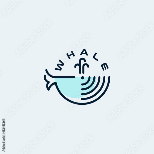 whale logo with abstract concept and creative circle shape design