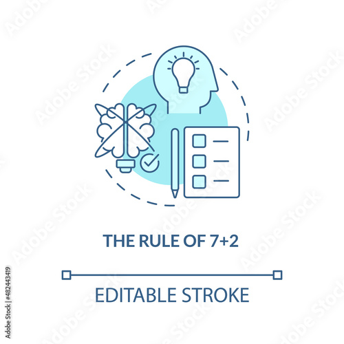 Short term memory turquoise concept icon. Maximizing memorability abstract idea thin line illustration. Rule of seven. Isolated outline drawing. Editable stroke. Arial, Myriad Pro-Bold fonts used