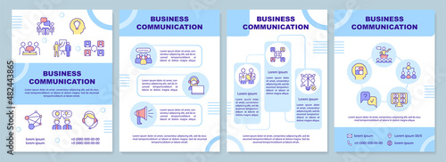 Business communication brochure template. Skills development. Booklet print design with linear icons. Vector layouts for presentation, annual reports, ads. Arial-Black, Myriad Pro-Regular fonts used