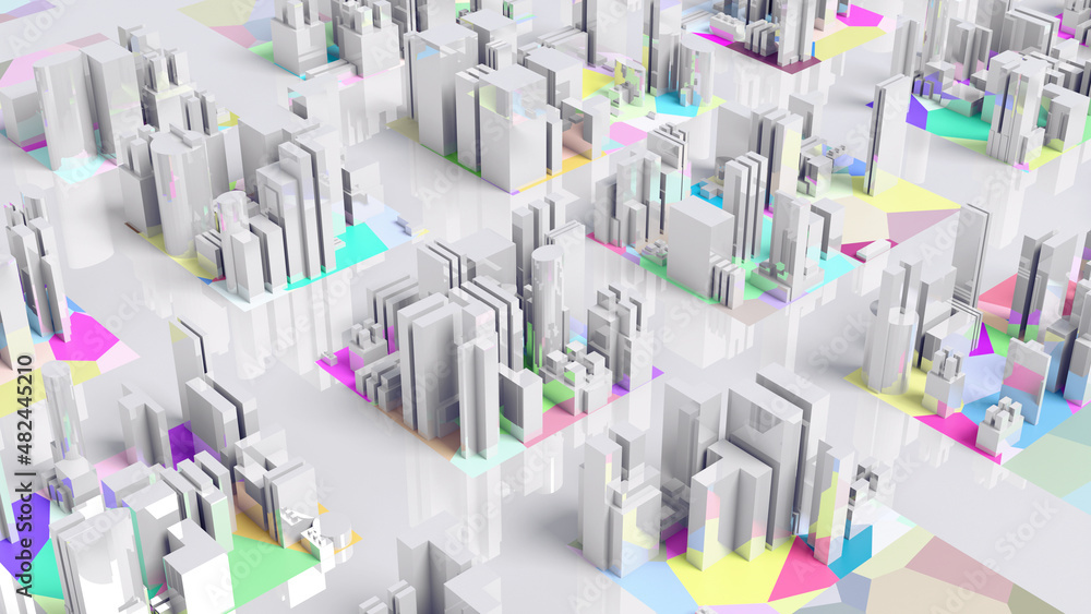 Obraz premium City Building Simple Modern Skyscraper business street 3D illustration