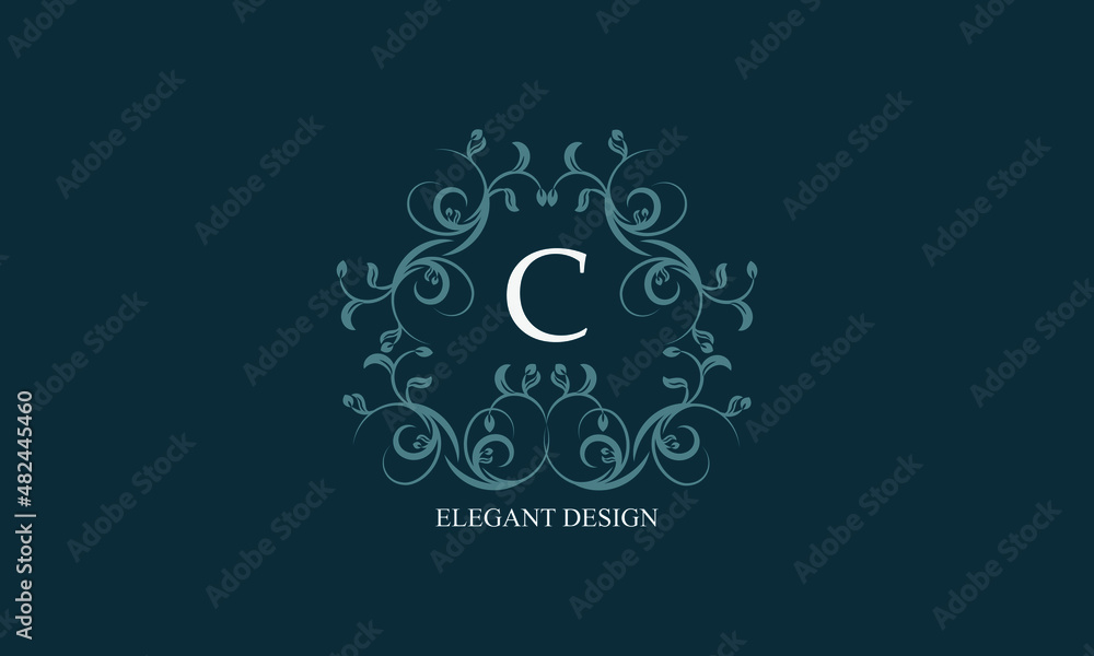 Exquisite logo with initials C. Exclusive monogram for restaurants, clubs, boutiques, cafes, hotel cards. Business style and brand of the company.