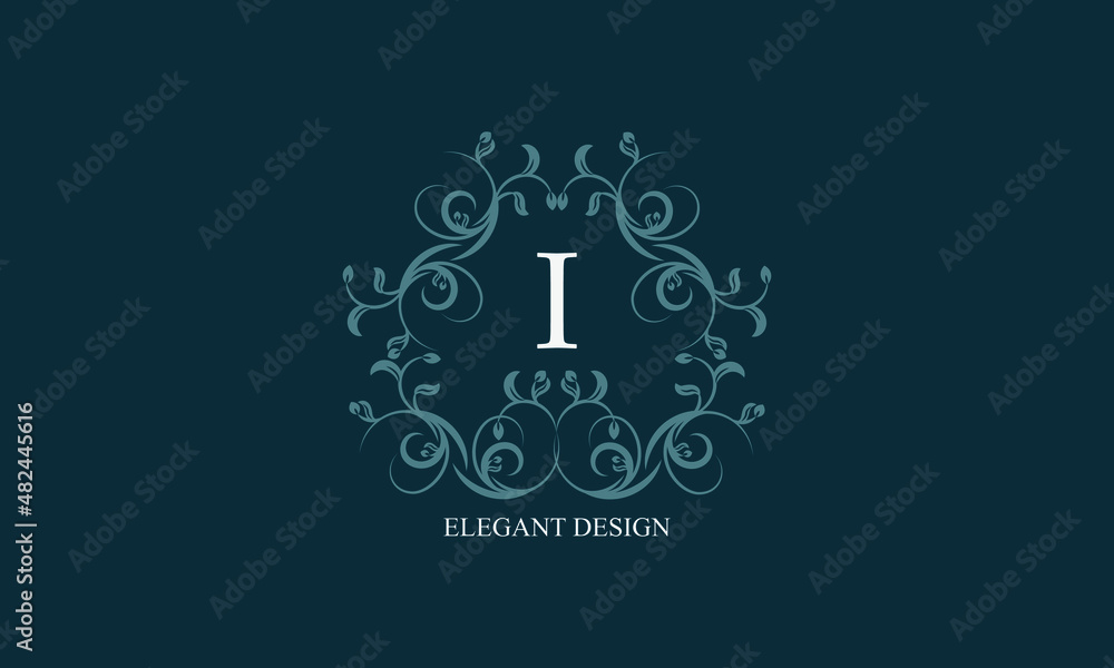 Exquisite logo with initials I. Exclusive monogram for restaurants, clubs, boutiques, cafes, hotel cards. Business style and brand of the company.