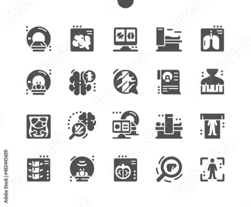 Ct scan. Computed tomograph. Neurology, diagnose, radiology, procedure and radiography. Health care, medical and medicine. Vector Solid Icons. Simple Pictogram