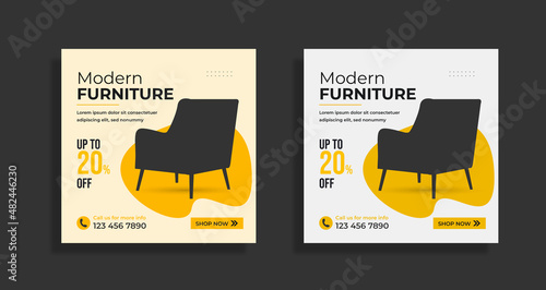 Minimalist modern furniture social media post or web banner template