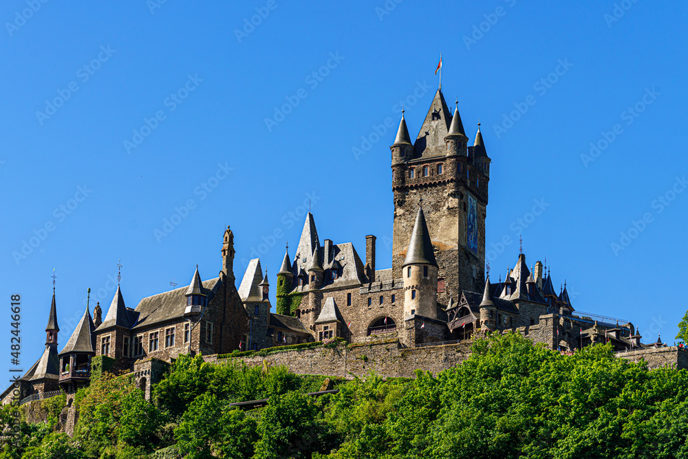  Town of Cochem with the imperial Castle. Historic european castle