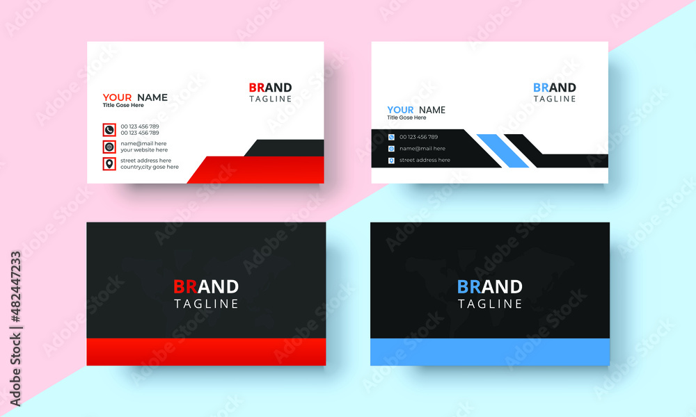 Modern business card design template, Vector abstract Clean and simple Business Card Template, Double-sided creative business card template Modern business card design template, Vector abstract Clean and simple Business Card Template, Double-sided creative business card template
