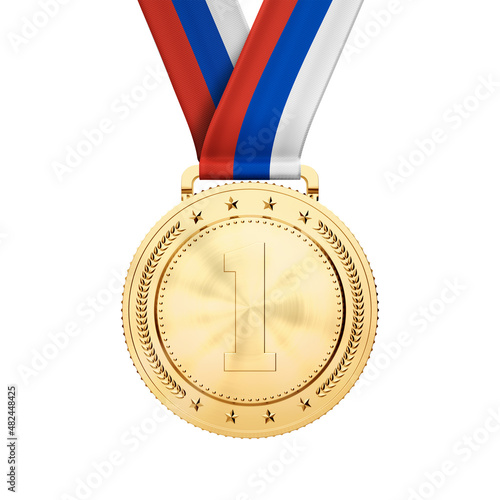 Russia gold medal 3D, gold medal isolated	