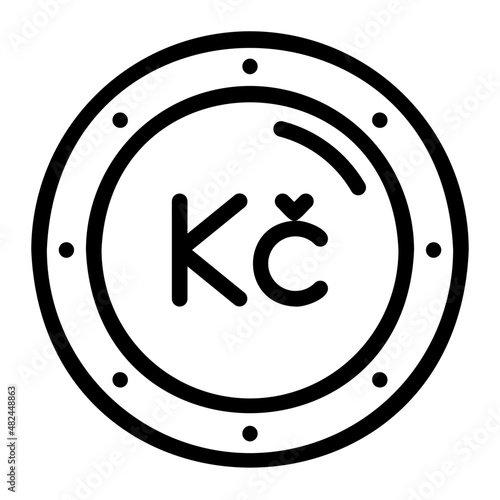 czech koruna line icon