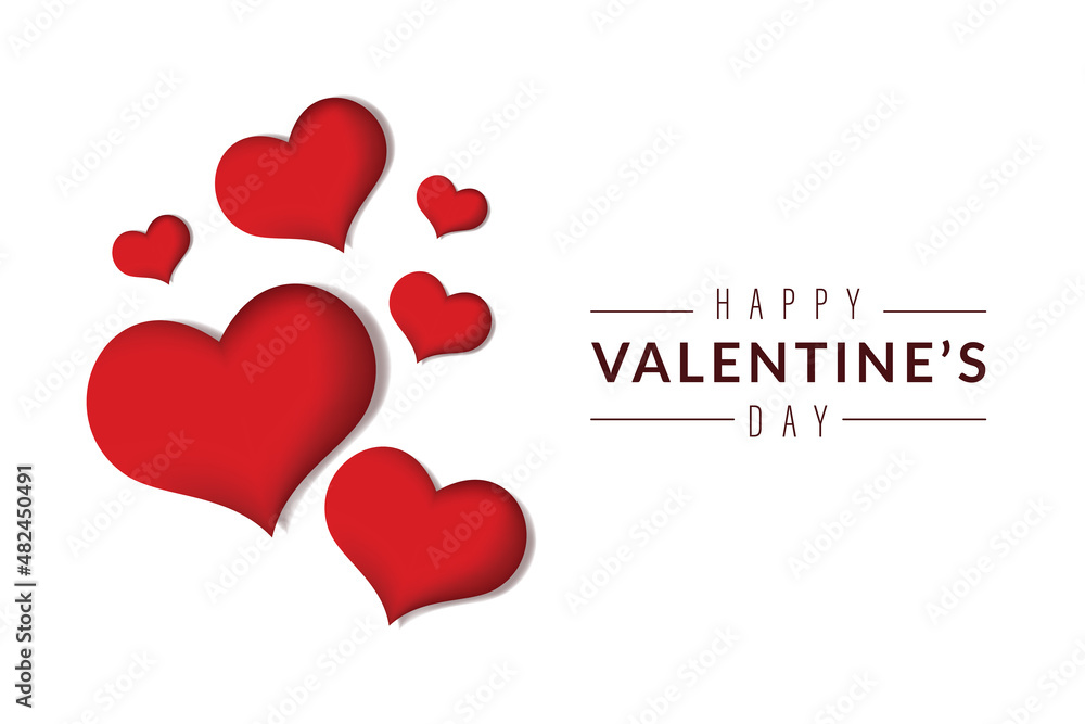 Valentine's day poster with red and white hearts background. Valentine's day background.