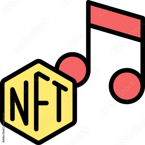 Musical note icon, NFT related vector illustration